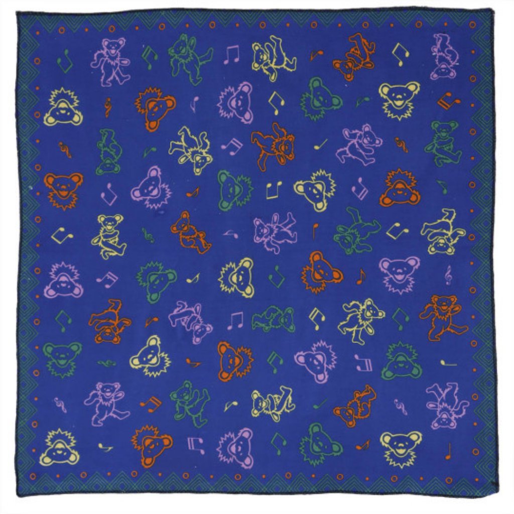 Grateful Dead Music Bears Bandana  Officially Licensed  22 X 22  Brand New